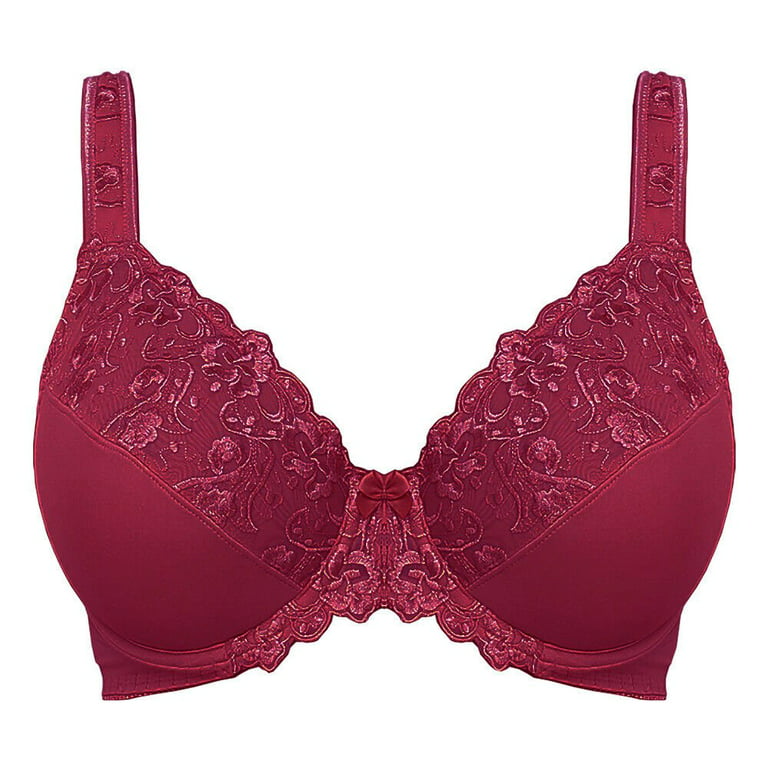  Womens Plus Size Bras Minimizer Underwire Full Coverage  Unlined Seamless Cup Cotton Maroon Heather 38DD
