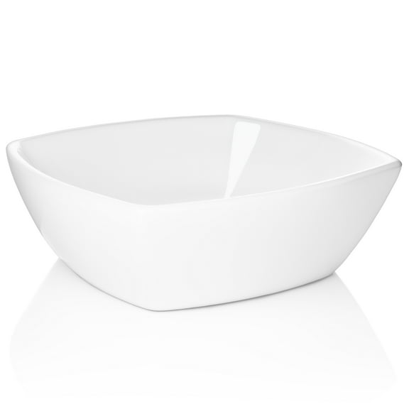 Miligoré 16" x 16" Flared Square White Ceramic Vessel Sink - Modern Above Counter Bathroom Vanity Bowl