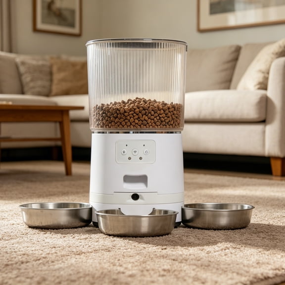 Biteblock Automatic Pet Feeders with 3 Bowls, Cat Food Dispenser, 6L Capacity, WiFi Remote Feeding