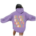 thumbnail image 4 of Women's Letter Graphic Hoodies Oversized Pullover Tops Casual Long Sleeve Hooded Drawstring Sweatshirt With Pockets Cute Zip up Hoodie Long Hoodies with Womens Long Sweatshirt with Pocket Women Zipper, 4 of 4