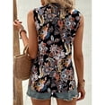 thumbnail image 2 of Mujer Elegante Top Sin Mangas Con Cuello En V Camiseta Estampada Cómoda Blusa Sin Mangas Casual Negro L, 2 of 4