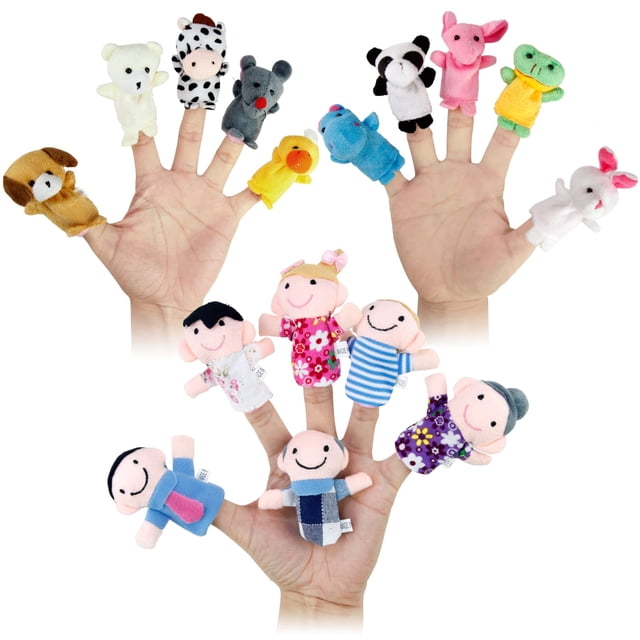 Set de marionetas Sealive, 16 unidades, terciopelo suave, 10 animales y 6 familias