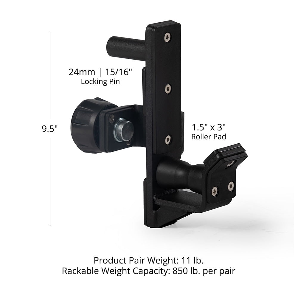 Titan Fitness T-2 Series Quick Release Roller J-Hooks, 850 LB Capacity, Fits 2" x 2" Tubular Steel, 24mm Pop-Pin