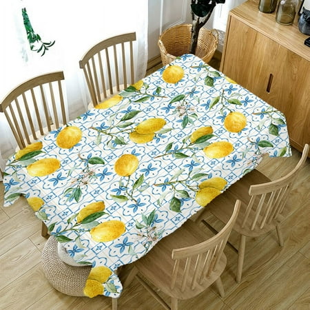 

Lemon Print Tablecloth Kitchen Dining Table Festive r Accessories Home Rectangular Coffee Table Stain Resistant Tablecloth