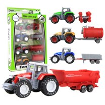 Farm Vehicle Toy Set Tractor Truck With Trailers Educational Kids Car Model