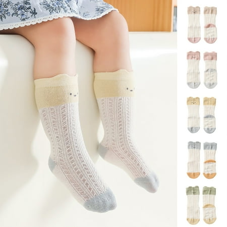 

Yesbay 2 Pair Baby Socks Super Soft Fade-Resistant Cotton Baby Girl Boy Cozy Stretchy Anti-Skid Socks Birthday Gift