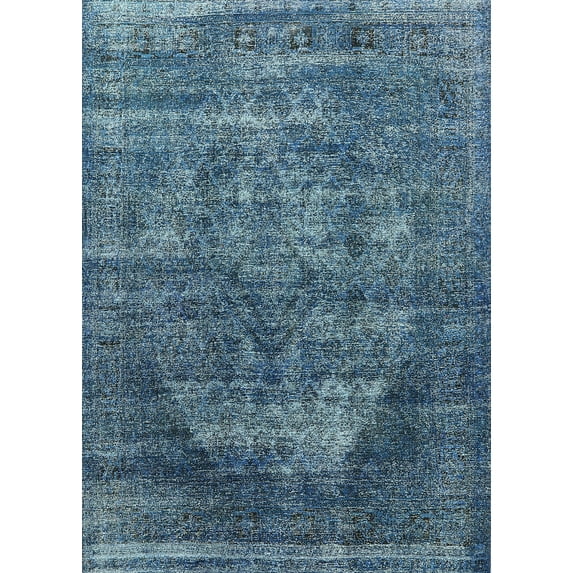 Ahgly Company Indoor Rectangle Mid-Century Modern Blue Koi Blue Area Rugs, 8' x 10'