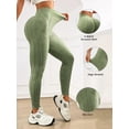 thumbnail image 5 of Women's Seamless V Back Gym Leggings Low V Cut Butt Lifting Ribbed Yoga Pants Yoga Sports Green S, 5 of 6