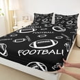 thumbnail image 4 of Castle Fairy Minimalist Football Print Queen Sheets 4 Pieces, Sport Theme Queen Sheet Sets, Black White,1 Fitted Sheet, 1 Flat Sheet and 2 Pillowcases, 4 of 6