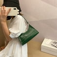 thumbnail image 5 of FunnyBeans Bag Crocodile Effect Retro Faux Leather Classic Clutch Shoulder Purse Handbag for Women (Green), 5 of 9