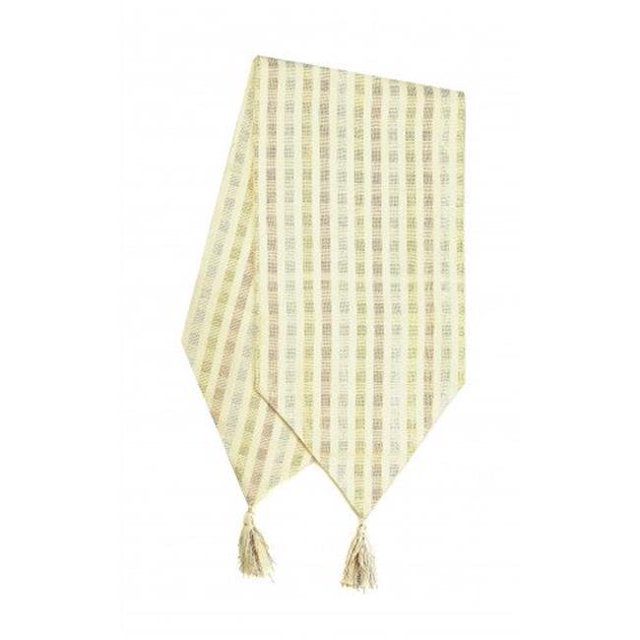 Mr. MJs Trading AG-11246-13x72 13 x 72 in. Ribbed Table Runner with Tassels, Indo Silver