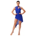 thumbnail image 3 of vastwit Women Lyrical Dance Dress Floral Lace Asymmetrical Skirt Leotard Dress Modern Ballet Dancewear Royal Blue XL, 3 of 5