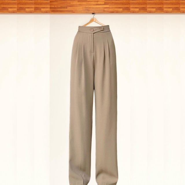 Pantalones de pierna ancha perfecl para mujer khaki cintura alta con botones
