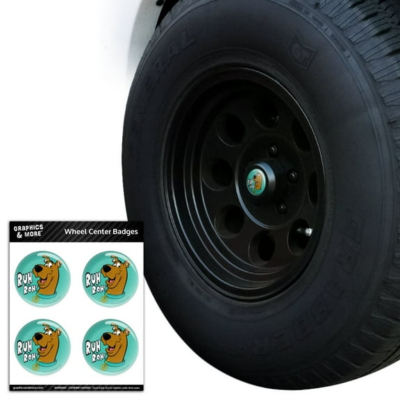 Scooby-Doo Ruh Roh Tire Wheel Center Cap Resin-Topped Badges Stickers