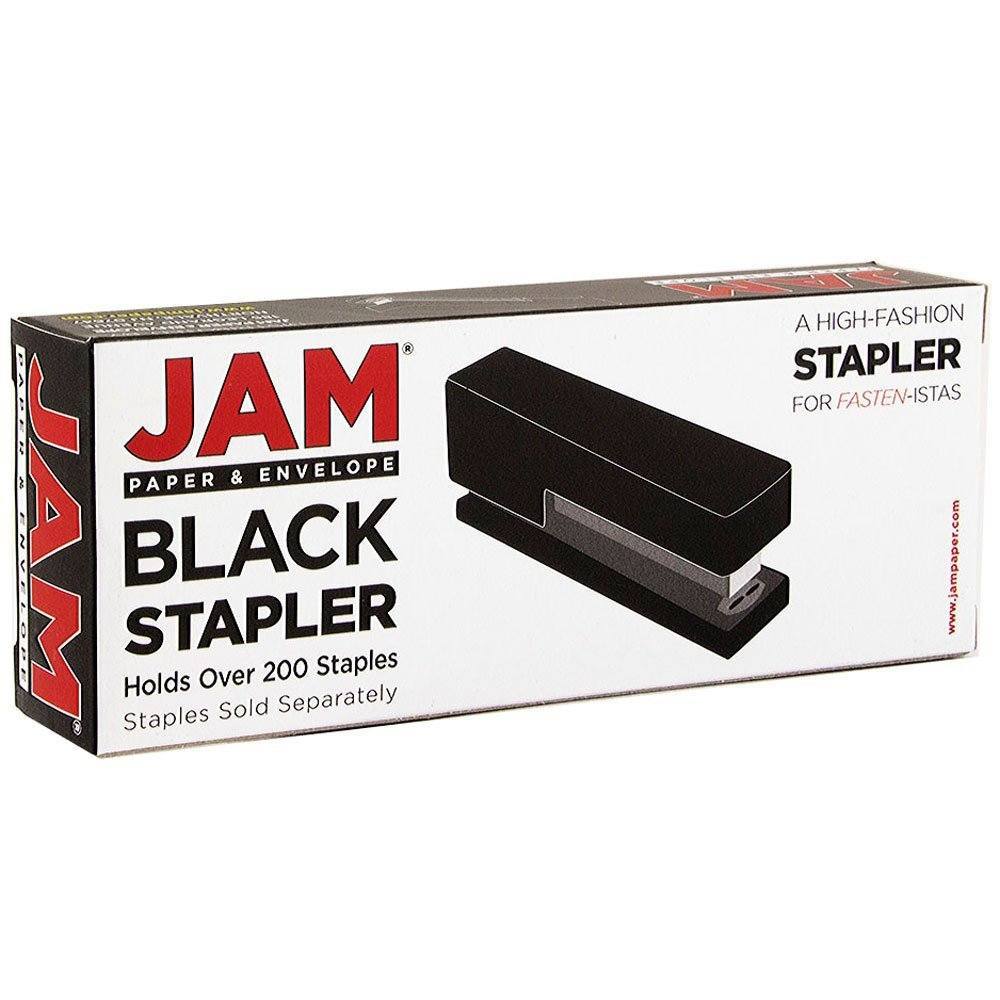 JAM Paper Office & Desk Set, Black, 1 Stapler & 1 Staples, 2 Pack