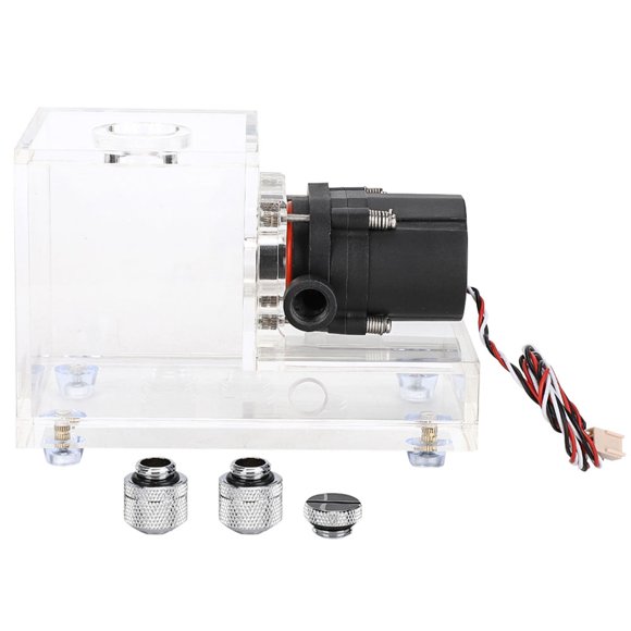 Tanque de enfriamiento de agua acrílico con bomba de agua refrigerada por PC de 600 ml, totalmente transparente e integrado, 600 l/h