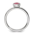 thumbnail image 2 of Auriga Fine Jewelry 925 Sterling Silver Low 5mm Round Pink Tourmaline Ring for Women Size 9, 2 of 6