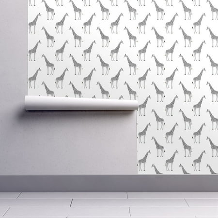 - Peel-and-Stick Removable Wallpaper Grey Giraffes Safari Bedroom Childrens Zoo