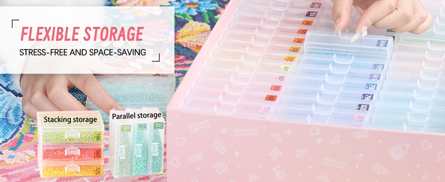 45PCS Diamond Painting Storage Containers Trays, Diamond Painting Accessories Diamond Painting Trays with Lids, 2-in-1 Diamond Art Storage and Trays, Bead Storage & Line-UP