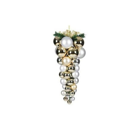 Autograph Foliage Christmas Autograph Foliages J-161426 36 in. Multi-Ball Drop Ornament - Gold Silver - 2 Pack ()
