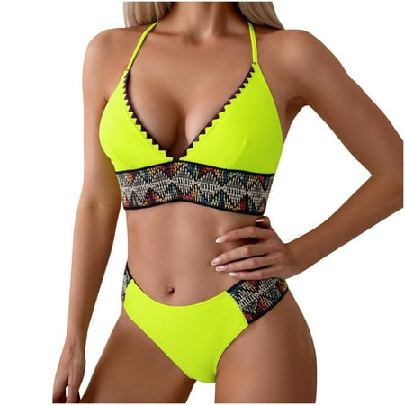 Youyipin Womens Swimsuits Bikini Sets Two Piece Swimsuit High Waisted One Shoulder Neck Cutout Color Block Cheeky Bathing Suit For Women
