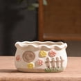 thumbnail image 3 of Set of 5 Sunflower Mixed Shape Country-Style Ceramic Succulent Pots, 3 of 6