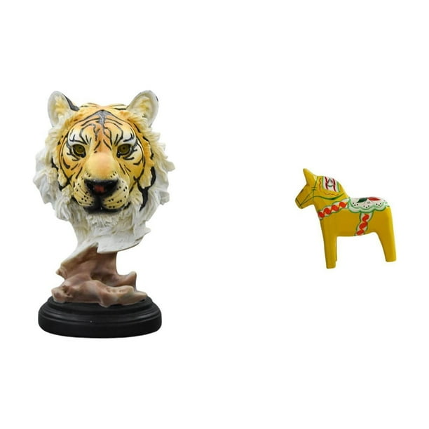 Escultura Moderna De Animales: Figura De Tigre Y Caballo. Artesanía Para Entrada, Sala De Estar, Estantería, Mesa, Pasillo. Adorno Coleccionable Sueco Dalecarlian Para Decoración Del Hogar.