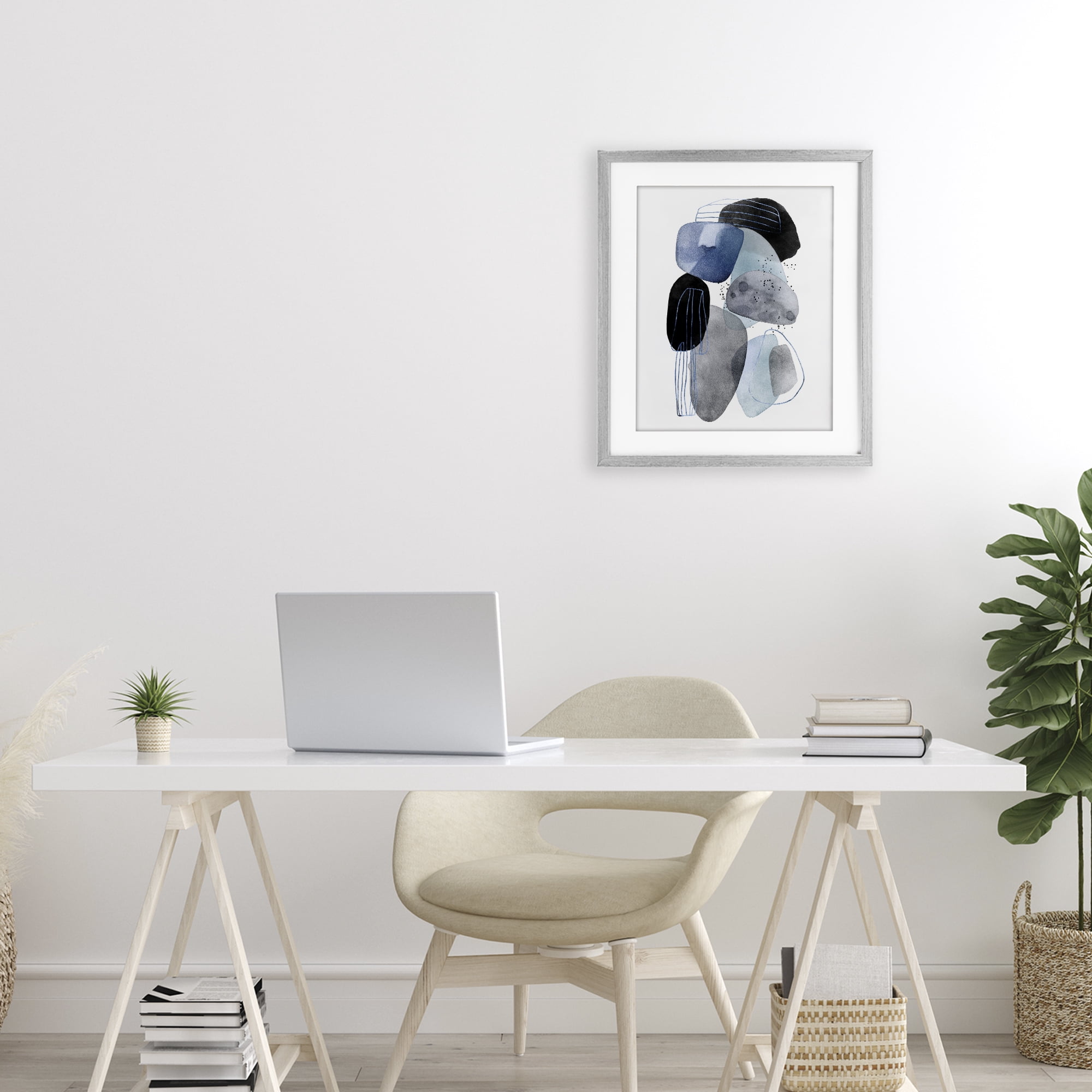 Stupell Industries Pebbles of Frozen Currents Gray Framed Print Under Glass, design by Svetlana Aleynikova