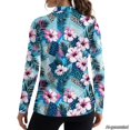 thumbnail image 2 of Xoenoiee Tropical Hibiscus Palm Leaves Print Golf Shirts for Women Long Sleeve Collared Tops Loose Summer Work Travel Blouses V-Neck Polo Shirts Business Casual Work Tops Dressy Blouses, Size XS, 2 of 7