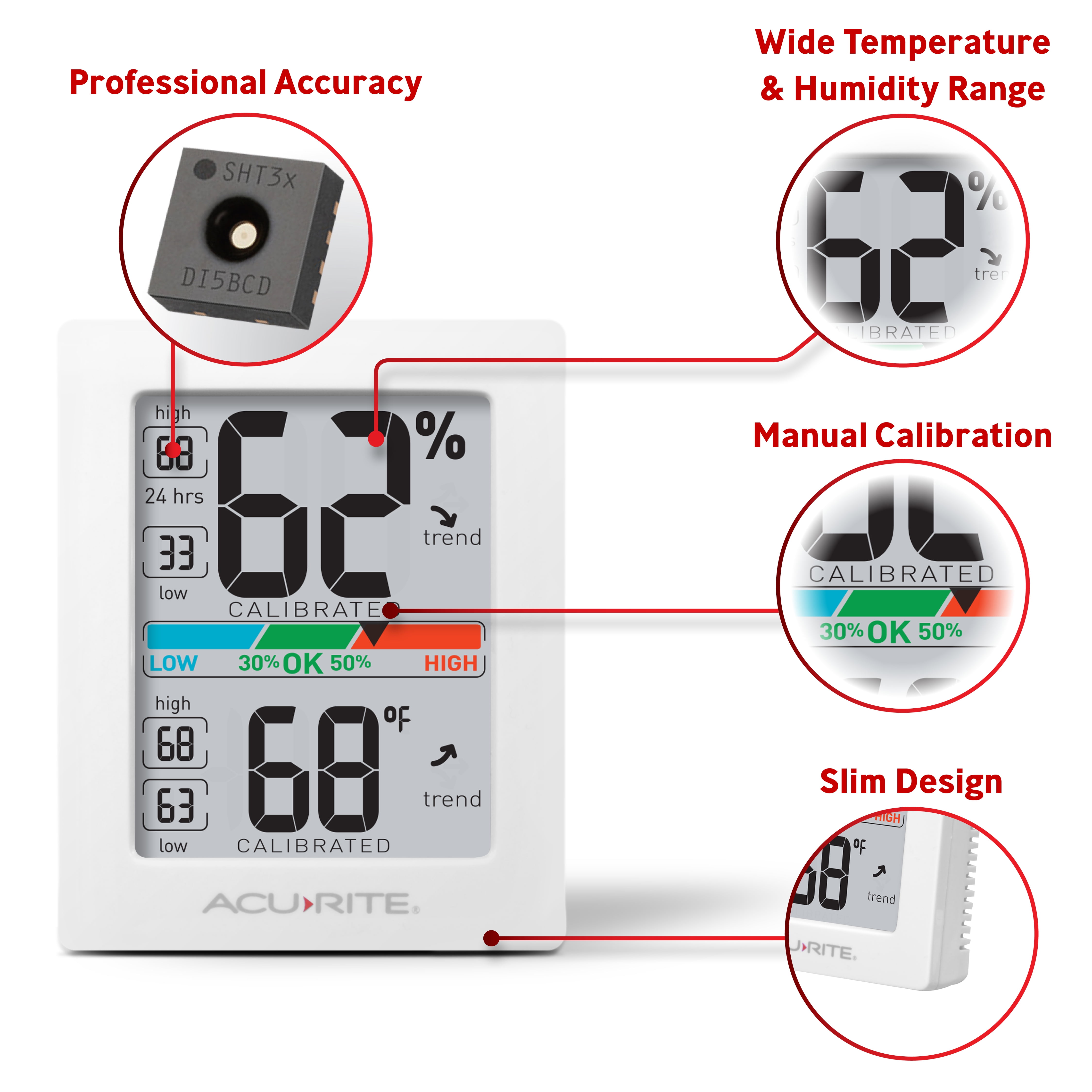 AcuRite Pro Accuracy Indoor Temperature and Humidity Monitor with Alarms  01080M - The Home Depot