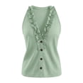 thumbnail image 5 of WCJM Womens V Neck Single Button Halter Neck Sleeveless Top Casual Linen Blend Vest Womens Tank Tops, 5 of 5