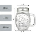 thumbnail image 2 of GFDYREE 8 Pack Glass Mason Jars with Lids and Straws, 16 Oz Mason Jar Drinking Glasses with Handle, Mason Mugs Cups with Honeycomb Pattern for Juice, Iced Coffee, Milk Tea, Smoothie, Cocktai, 2 of 7