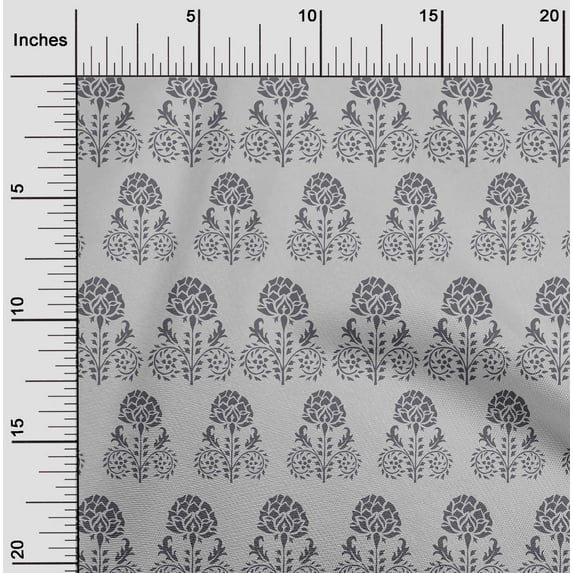 oneOone Viscose Jersey Fabric Leaves & Floral Block Print Fabric BTY 60 Inch Wide