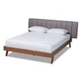 thumbnail image 2 of Baxton Studio Brita Mid-Century Modern Grey Fabric Upholstered Walnut Finished Wood King Size Bed, 2 of 9