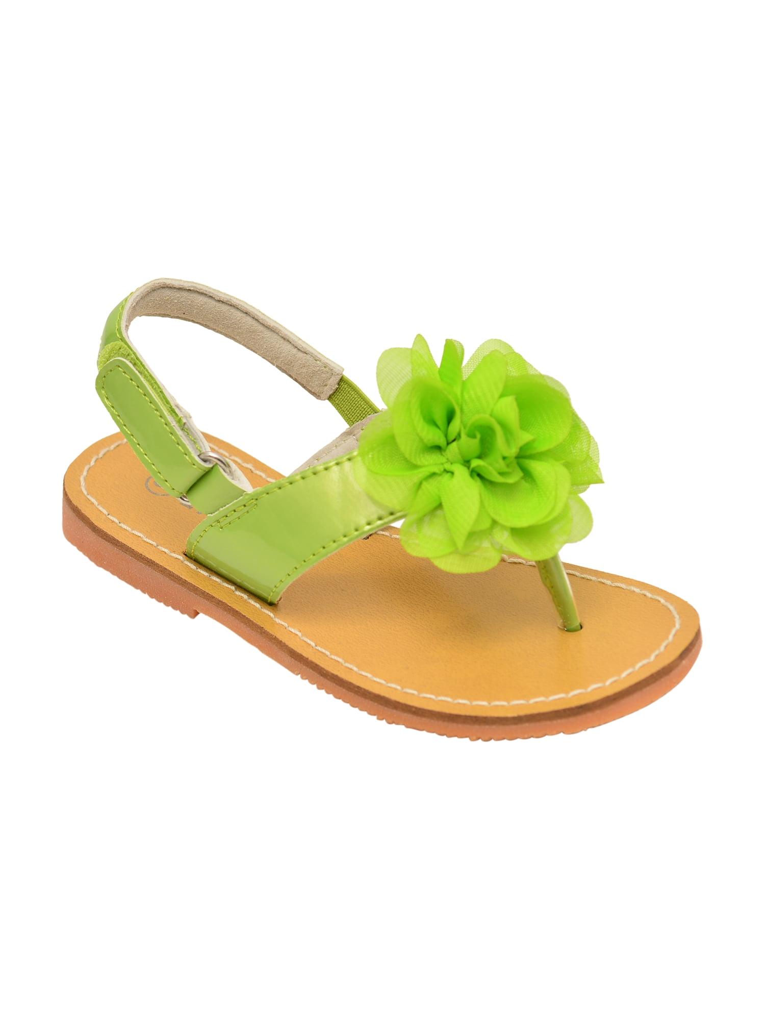 LAmour Girls White Organza Flower Adorned Thong Sandals 11-4 Kids