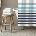 thumbnail image 2 of Creative Products Light Blue and Navy Stripes 71x74 Shower Curtain, 2 of 6