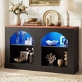 thumbnail image 3 of Homieasy 47" Arched LED Entryway Table - Farmhouse Console Table with Adjustable Shelves, Sofa Table,Arch TV Stand for Entrance, Hallway, Living Room (Black and Rustic), 3 of 8