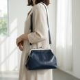 thumbnail image 4 of HUISZJ PU Leather Shoulder Bag, Large Capacity Shoulder Bag with Adjustable Strap, Kiss Lock Crossbody Bag for Travel Shopping Work (Blue), 4 of 6
