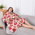 thumbnail image 5 of Oversized Wearable Blanket Hoodie,Red Strawberry Plants Fruit Pink Pattern Sherpa Blanket Hoodie with Super Pockets,Super Warm Fuzzy Pullover for Women & Men, 5 of 6