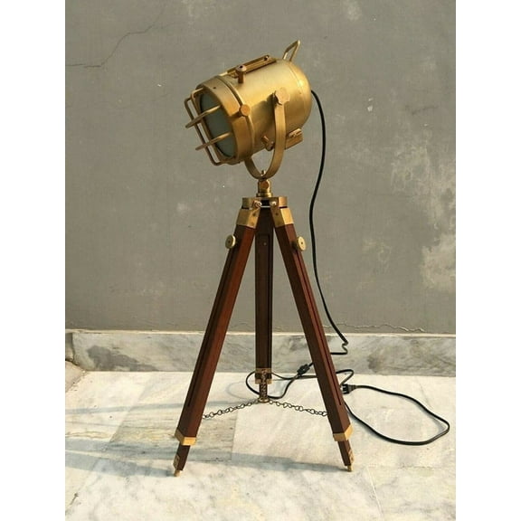 Medium Floor Tripod Lamp Spot Light with Stand Handmade Focus Searchlight Adjustable for Home Decor