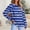 Blue, variant on Abomasnow Plus Size Tops for Women Casual Long Sleeve Shirts for Women Fall Winter Stripe Print V Neck Pullover Tees S-5XL