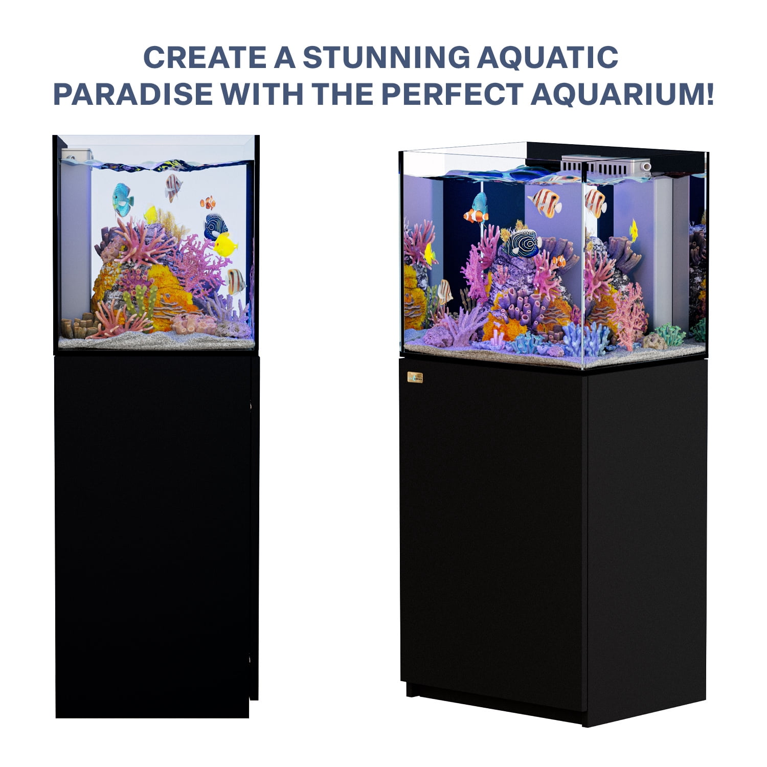 37 Gallon Coral Reef Aquarium Fish Tank Ultra Clear Glass with Sump Black