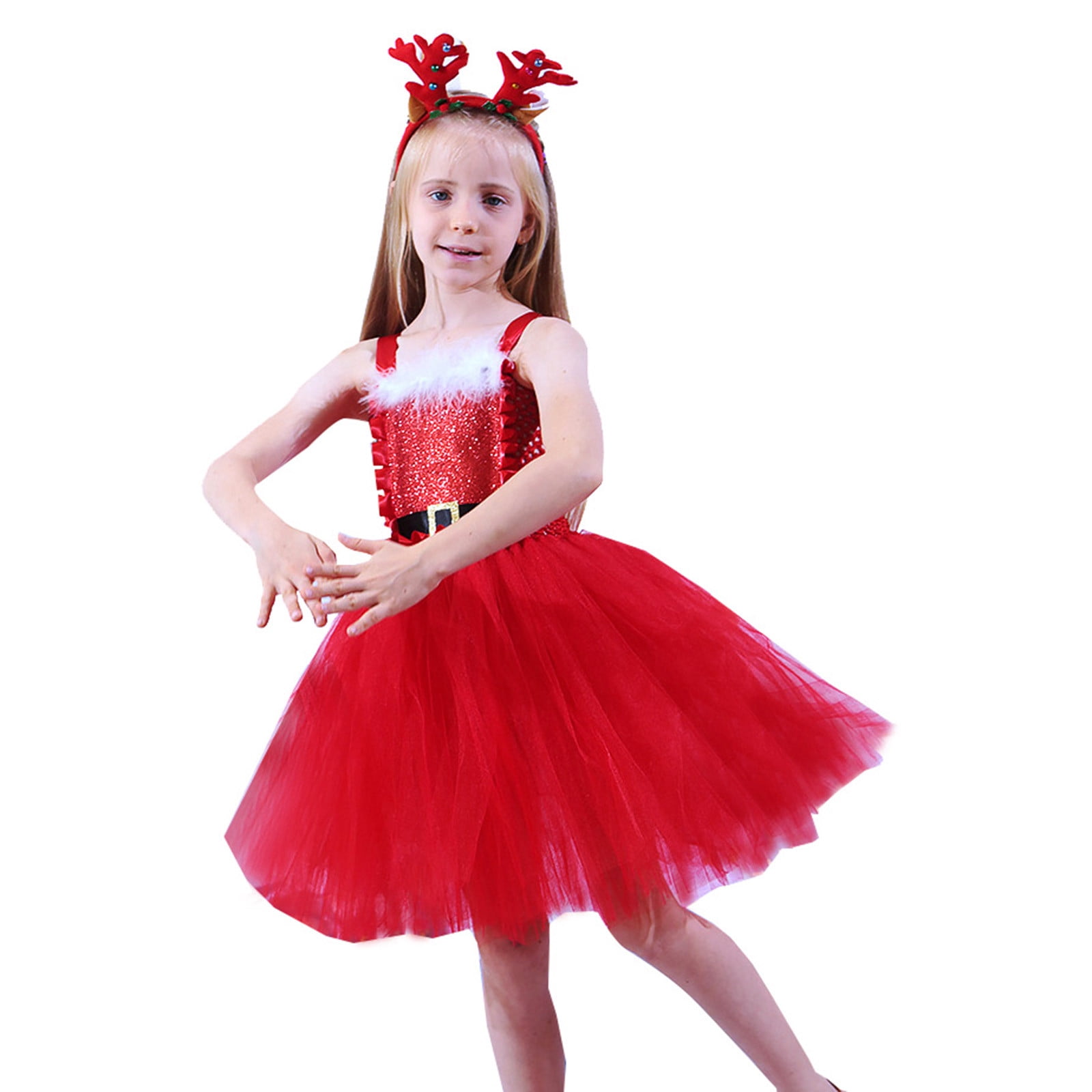 Baby Girl Dresses Tulle Pageant Dress Christmas Party Gown Princess Dresses Suitable Kids Dress Red 2,4,6,8,10 Years-3,5,7,9,12 Years
