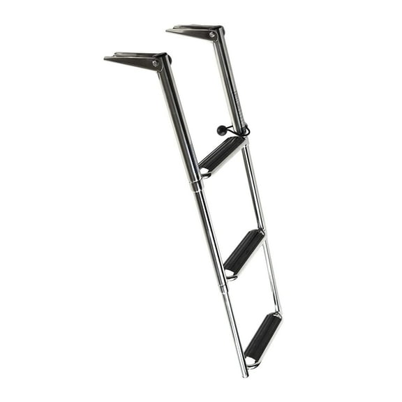MARINE CITY Stainless Steel 3-Step Telescoping Swim Ladder with Slide Gudgeon - Sturdy, Strong & Polished - Ideal for Boats, RVs, Yachts, and Pools