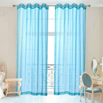 2 Piece Turquoise Window Sheer Curtains Grommet Panels 54" X 84" Total 108" X 84" Inch Length for Bedroom/Living Room