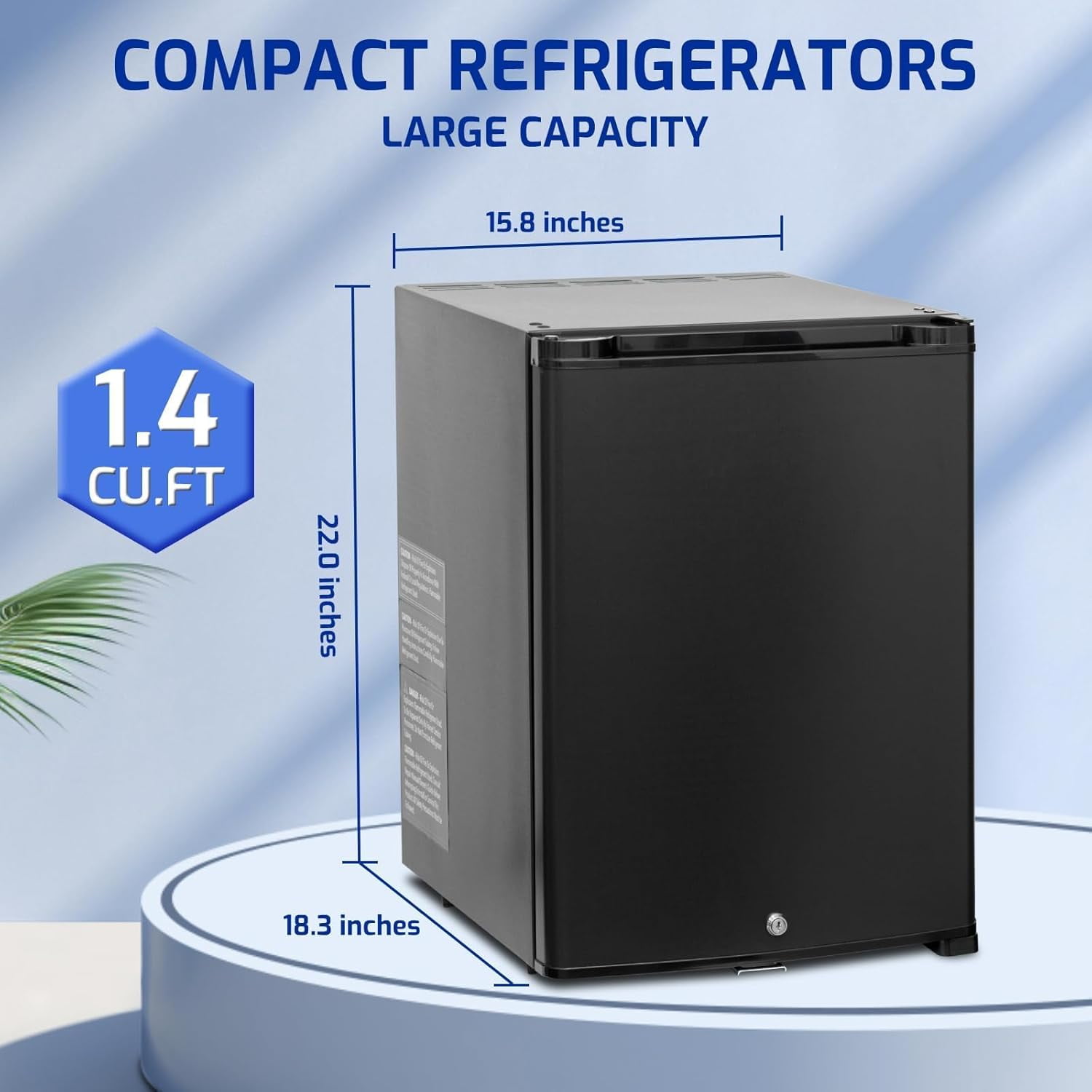 Smad 1.4 Cu ft RV Refrigerator Mini Fridge Freightliner 12V DC/110V AC Bedroom Truck Dorm Lock