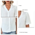 thumbnail image 5 of Women Summer Top Short Sleeve White Single Breasted V Neck Crochet Lace for Women Ladies White L, 5 of 6