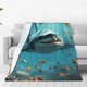 thumbnail image 1 of Fotbe Realistic Ocean Shark Manta de Franela Acolchonada con Estampado, Súper Suave y Esponjosa, Extra Grande para Sofá, Cama, Uso Todo el Año-50"x40", 1 of 7