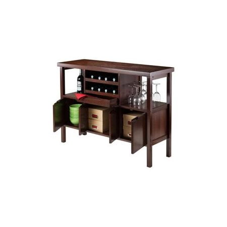 Diego Buffett Sideboard Cabinet Wood/Walnut - Winsome: Transitional Style, 3-Door Storage, 1 Drawer, 2 Shelves
