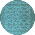thumbnail image 1 of Ahgly Company Indoor Round Oriental Light Blue Traditional Area Rugs, 3' Round, 1 of 4